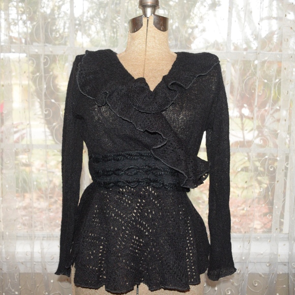 unknown Sweaters - Black Sweater No Label ruffle sz small 4/$20 🌺